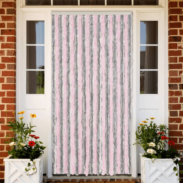 Fly Curtain in Silver Grey and Pink - 90x220 cm, Chenille for Doorways and Windows | Insect Barrier & Privacy Enhancer - Premium  from Home Treasures - Just £63.99! Shop now at Home Treasures