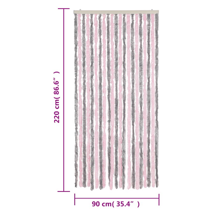 Fly Curtain in Silver Grey and Pink - 90x220 cm, Chenille for Doorways and Windows | Insect Barrier & Privacy Enhancer - Premium  from Home Treasures - Just £63.99! Shop now at Home Treasures