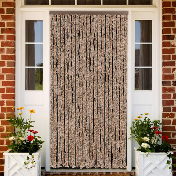 Chenille Fly Curtain - Beige & Dark Brown, 100x230 cm | Stylish Insect Barrier & Privacy Screen - Premium  from Home Treasures - Just £68.99! Shop now at Home Treasures