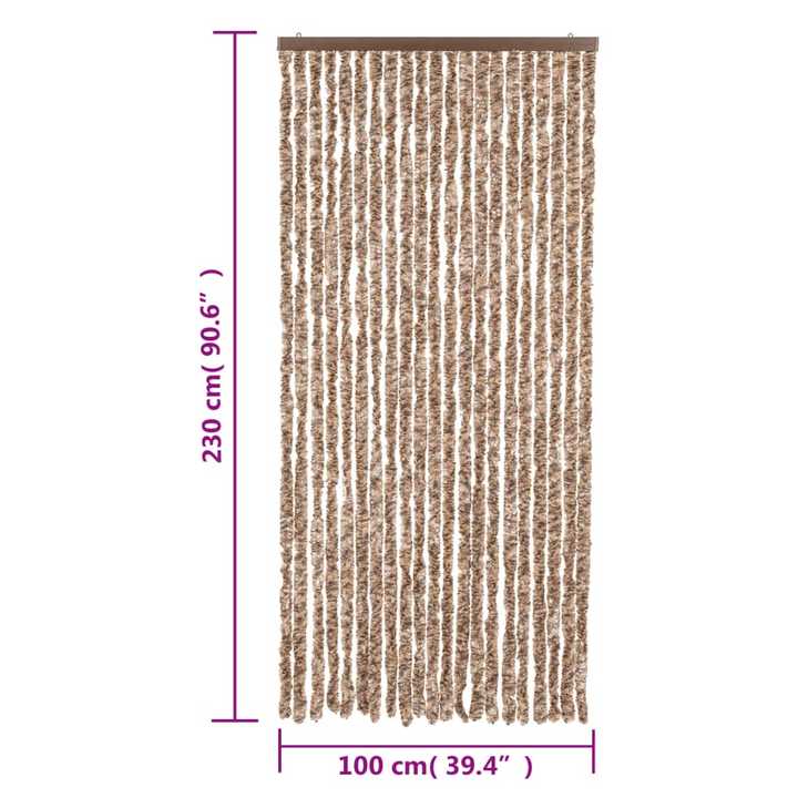 Chenille Fly Curtain - Beige & Dark Brown, 100x230 cm | Stylish Insect Barrier & Privacy Screen - Premium  from Home Treasures - Just £68.99! Shop now at Home Treasures