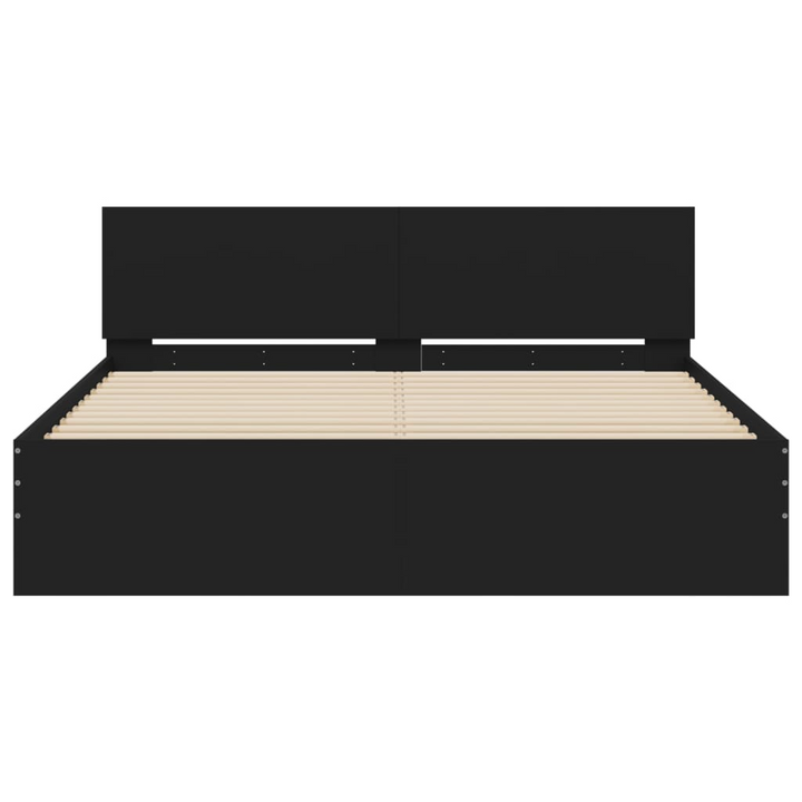 Black Bed Frame with RGB LED Lights, 160x200 cm - Modern Engineered Wood & Plywood Slats - Premium  from Home Treasures - Just £228.99! Shop now at Home Treasures