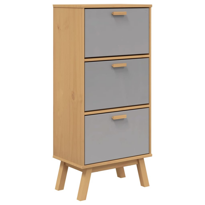 OLDEN Shoe Cabinet - Rustic Solid Pine Wood, Ample Storage, Grey and Brown, 55x35x120 cm - Premium  from Home Treasures - Just £139.99! Shop now at Home Treasures