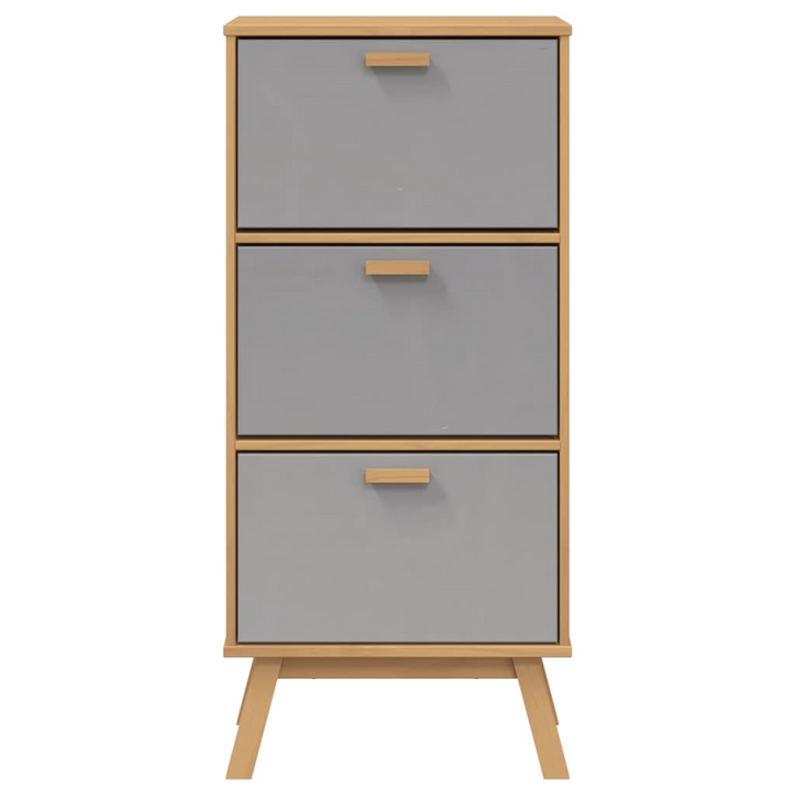 OLDEN Shoe Cabinet - Rustic Solid Pine Wood, Ample Storage, Grey and Brown, 55x35x120 cm - Premium  from Home Treasures - Just £139.99! Shop now at Home Treasures