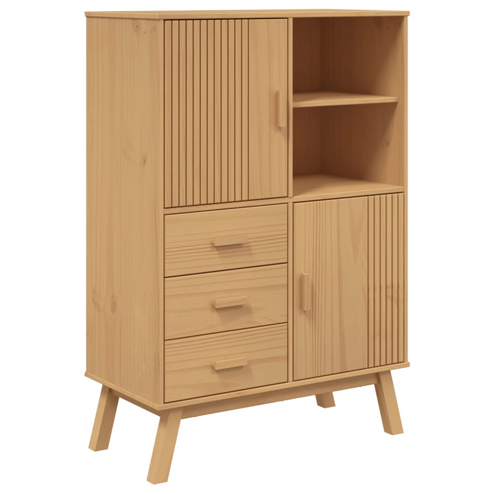 OLDEN Highboard in Brown - Solid Pine Wood Storage Cabinet (85x43x125 cm) - Premium  from Home Treasures - Just £318.99! Shop now at Home Treasures