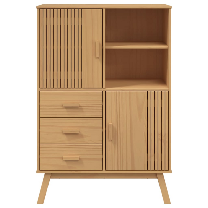 OLDEN Highboard in Brown - Solid Pine Wood Storage Cabinet (85x43x125 cm) - Premium  from Home Treasures - Just £318.99! Shop now at Home Treasures