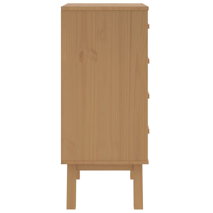 OLDEN Bedside Cabinet in Brown - Solid Pine Wood with Scandinavian Charm, 4 Drawers - Premium  from Home Treasures - Just £90.99! Shop now at Home Treasures