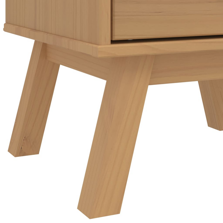 OLDEN Bedside Cabinet in Brown - Solid Pine Wood with Scandinavian Charm, 4 Drawers - Premium  from Home Treasures - Just £90.99! Shop now at Home Treasures