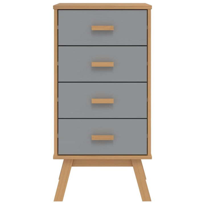 OLDEN Bedside Cabinet – Stylish Grey & Brown Solid Pine Wood Nightstand with Ample Storage, Scandinavian Design - Premium  from Home Treasures - Just £93.99! Shop now at Home Treasures