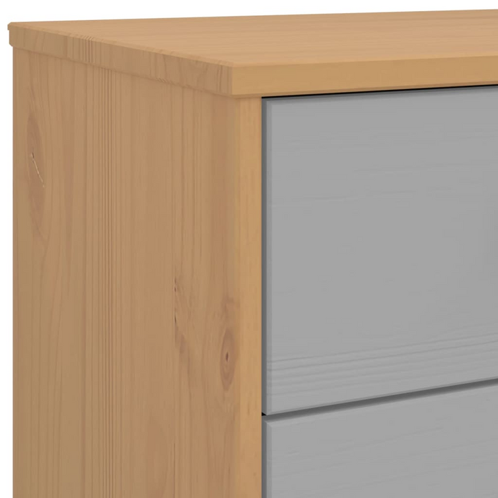 OLDEN Bedside Cabinet – Stylish Grey & Brown Solid Pine Wood Nightstand with Ample Storage, Scandinavian Design - Premium  from Home Treasures - Just £93.99! Shop now at Home Treasures