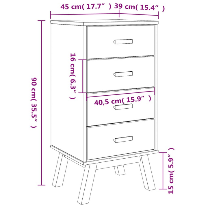 OLDEN Bedside Cabinet – Stylish Grey & Brown Solid Pine Wood Nightstand with Ample Storage, Scandinavian Design - Premium  from Home Treasures - Just £93.99! Shop now at Home Treasures