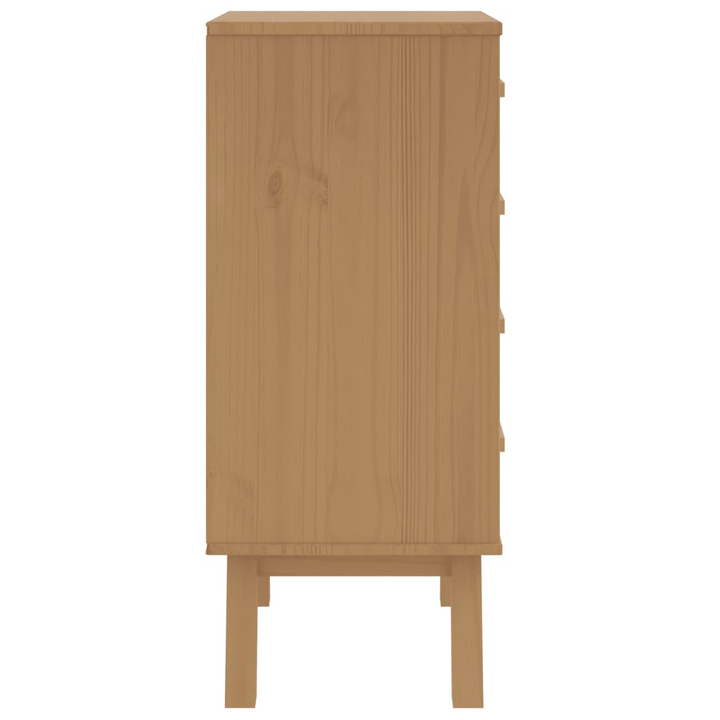 OLDEN Bedside Cabinet in White and Brown Solid Pine Wood - Nightstand with 4 Spacious Drawers - Premium  from Home Treasures - Just £114.99! Shop now at Home Treasures