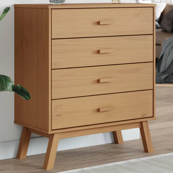 OLDEN Solid Wood Pine Drawer Cabinet in Brown - Rustic 4-Drawer Storage Chest | Durable & Stylish Storage Solution - Premium  from Home Treasures - Just £98.99! Shop now at Home Treasures