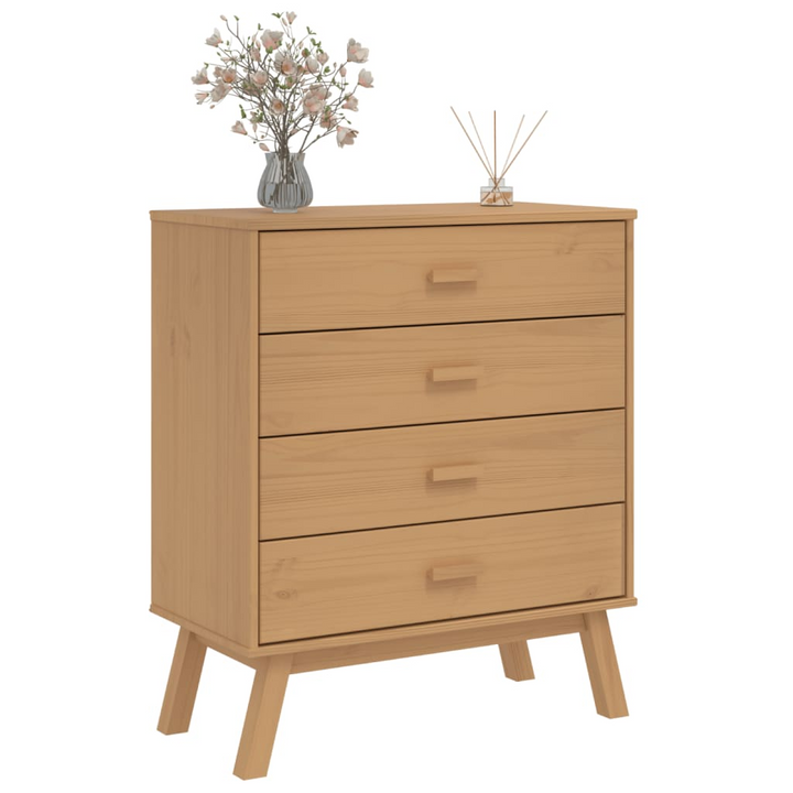 OLDEN Solid Wood Pine Drawer Cabinet in Brown - Rustic 4-Drawer Storage Chest | Durable & Stylish Storage Solution - Premium  from Home Treasures - Just £98.99! Shop now at Home Treasures