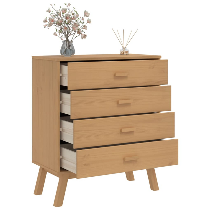 OLDEN Solid Wood Pine Drawer Cabinet in Brown - Rustic 4-Drawer Storage Chest | Durable & Stylish Storage Solution - Premium  from Home Treasures - Just £98.99! Shop now at Home Treasures