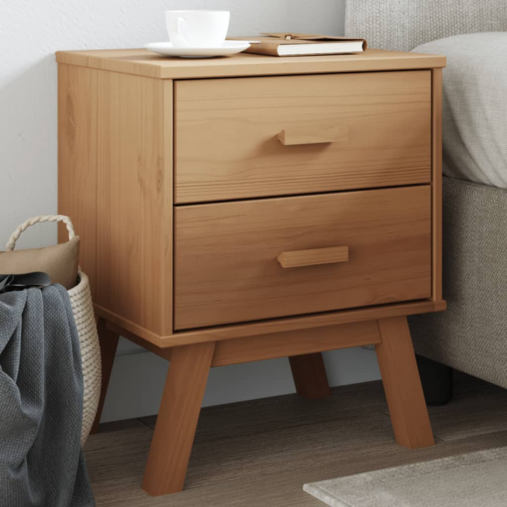 OLDEN Bedside Cabinet - Solid Wood Pine Nightstand with 2 Drawers - Rustic Scandinavian Charm - Premium  from Home Treasures - Just £71.99! Shop now at Home Treasures