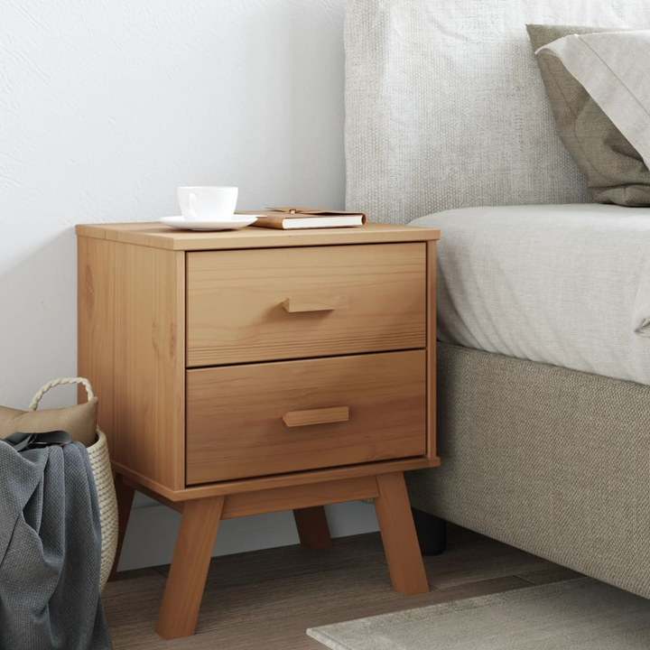 OLDEN Bedside Cabinet - Solid Wood Pine Nightstand with 2 Drawers - Rustic Scandinavian Charm - Premium  from Home Treasures - Just £71.99! Shop now at Home Treasures