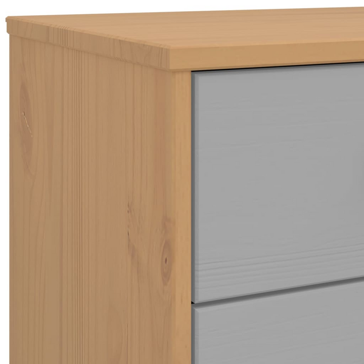 OLDEN Bedside Cabinet in Grey and Brown - Solid Pine Wood Nightstand with 2 Drawers - Premium  from Home Treasures - Just £84.99! Shop now at Home Treasures