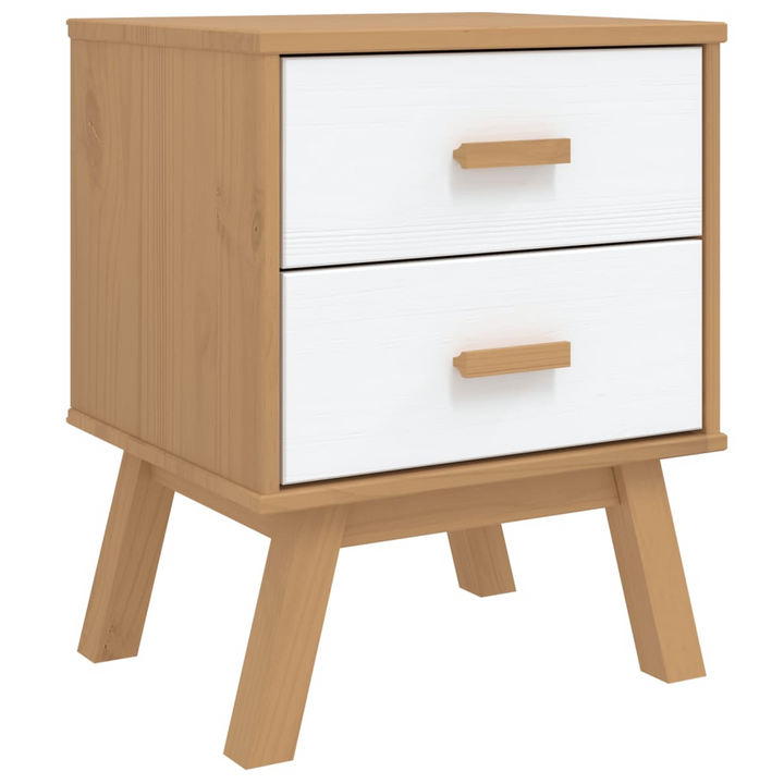 OLDEN Bedside Cabinet | Scandinavian Style | White & Brown Pine Wood - Premium  from Home Treasures - Just £82.99! Shop now at Home Treasures