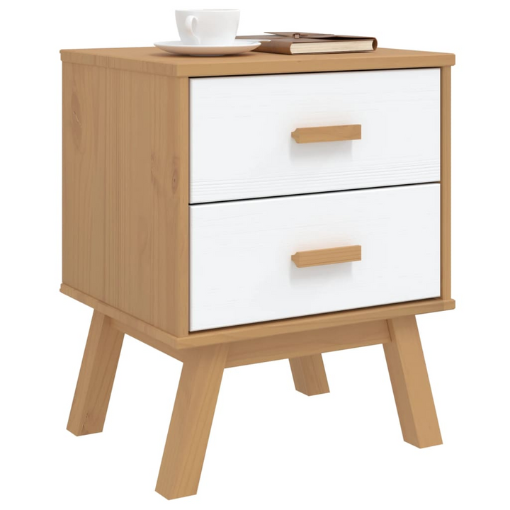 OLDEN Bedside Cabinet | Scandinavian Style | White & Brown Pine Wood - Premium  from Home Treasures - Just £82.99! Shop now at Home Treasures