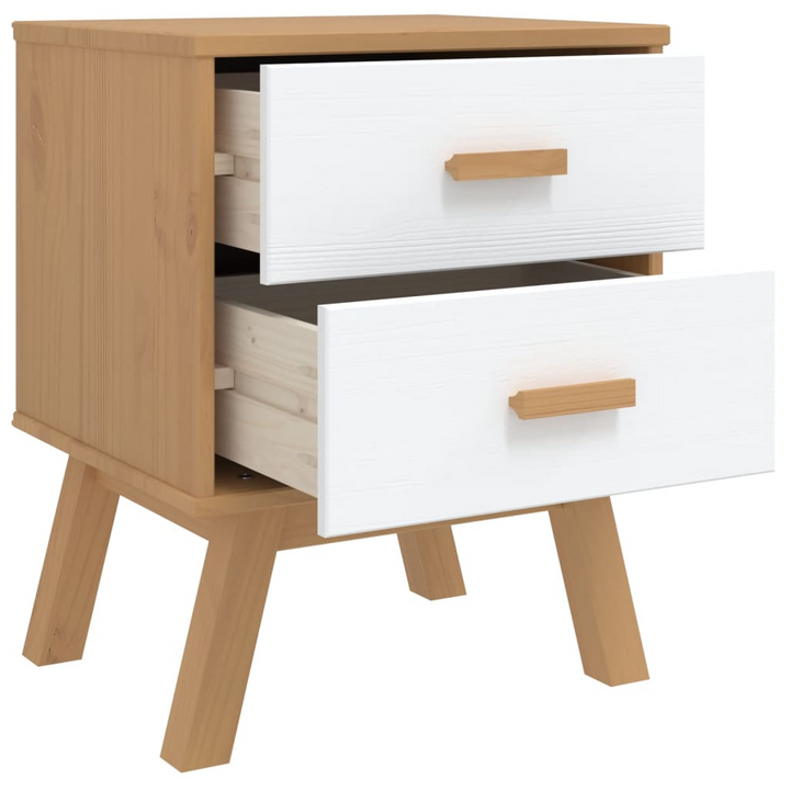 OLDEN Bedside Cabinet | Scandinavian Style | White & Brown Pine Wood - Premium  from Home Treasures - Just £82.99! Shop now at Home Treasures