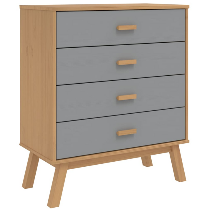 OLDEN Drawer Cabinet in Grey & Brown | Solid Pine Wood | Scandinavian Design | 4 Spacious Drawers - Premium  from Home Treasures - Just £125.99! Shop now at Home Treasures