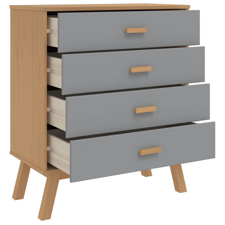 OLDEN Drawer Cabinet in Grey & Brown | Solid Pine Wood | Scandinavian Design | 4 Spacious Drawers - Premium  from Home Treasures - Just £125.99! Shop now at Home Treasures