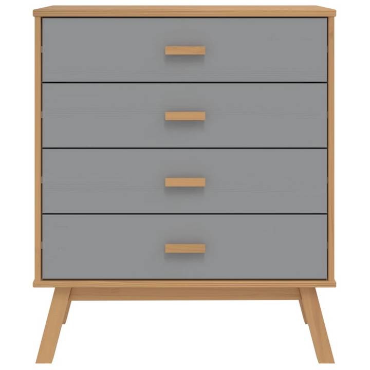 OLDEN Drawer Cabinet in Grey & Brown | Solid Pine Wood | Scandinavian Design | 4 Spacious Drawers - Premium  from Home Treasures - Just £125.99! Shop now at Home Treasures