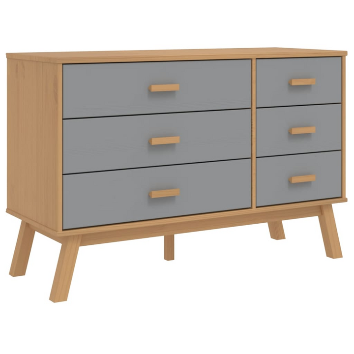 OLDEN Drawer Cabinet in Grey and Brown Solid Pine Wood - Six Drawer Storage Unit - Premium  from Home Treasures - Just £162.99! Shop now at Home Treasures