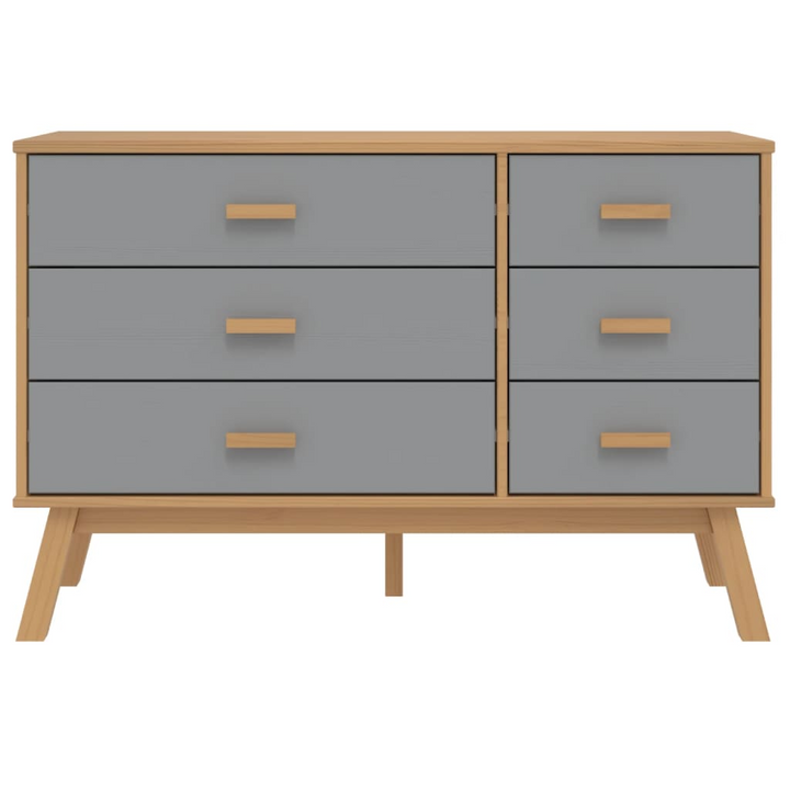 OLDEN Drawer Cabinet in Grey and Brown Solid Pine Wood - Six Drawer Storage Unit - Premium  from Home Treasures - Just £162.99! Shop now at Home Treasures