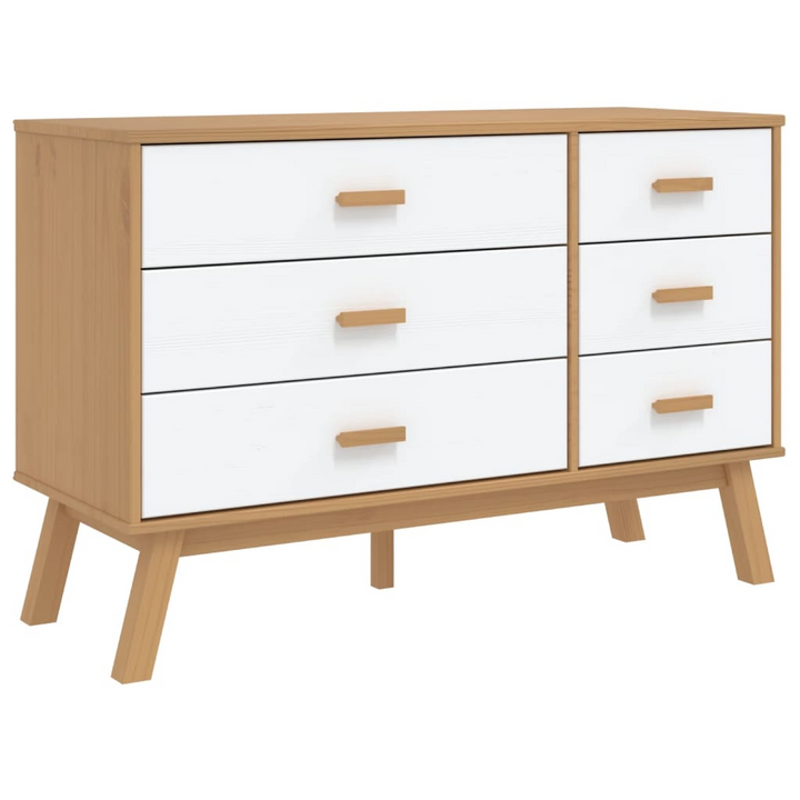 OLDEN Drawer Cabinet in White and Brown Solid Wood Pine - Scandinavian Elegance - Premium  from Home Treasures - Just £164.99! Shop now at Home Treasures