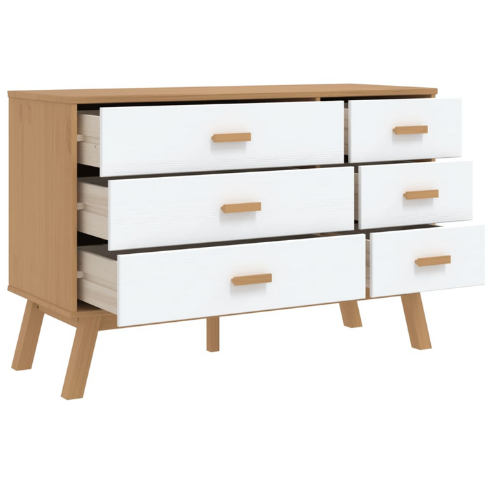 OLDEN Drawer Cabinet in White and Brown Solid Wood Pine - Scandinavian Elegance - Premium  from Home Treasures - Just £164.99! Shop now at Home Treasures