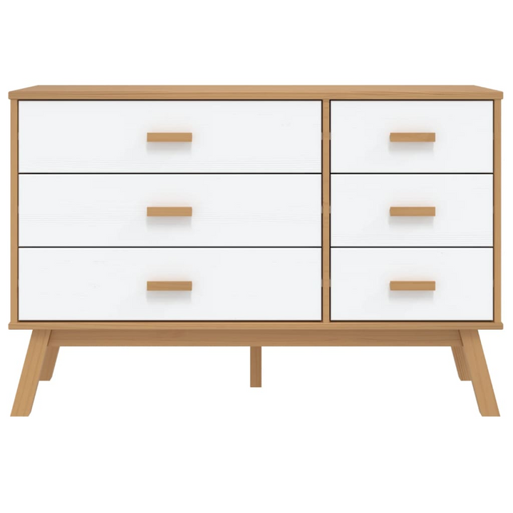 OLDEN Drawer Cabinet in White and Brown Solid Wood Pine - Scandinavian Elegance - Premium  from Home Treasures - Just £164.99! Shop now at Home Treasures