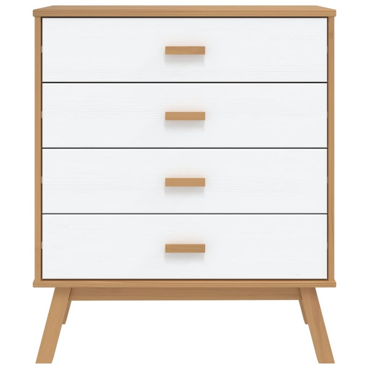 OLDEN Drawer Cabinet in White and Brown Solid Wood Pine - Scandinavian Charm | Ample Storage | Sturdy & Stable - Premium  from Home Treasures - Just £154.99! Shop now at Home Treasures