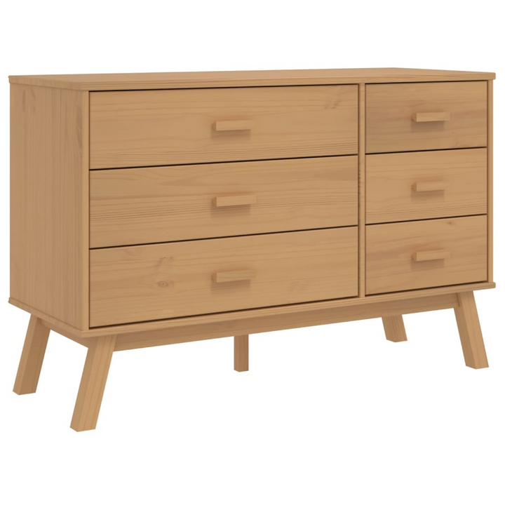 OLDEN Drawer Cabinet in Brown Solid Wood Pine - Scandinavian Charm, Ample Storage & Display Function - Premium  from Home Treasures - Just £182.99! Shop now at Home Treasures