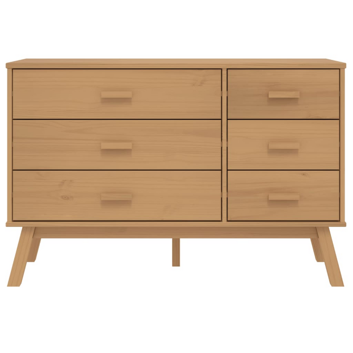 OLDEN Drawer Cabinet in Brown Solid Wood Pine - Scandinavian Charm, Ample Storage & Display Function - Premium  from Home Treasures - Just £182.99! Shop now at Home Treasures