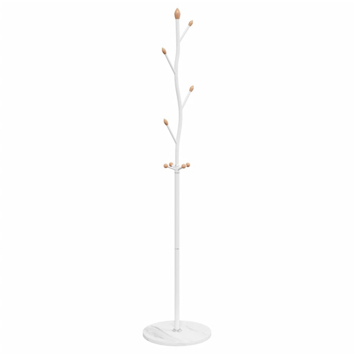 Metal Coat Stand with Marble Base in White - 177 cm, 8 Hooks - Powder-Coated Iron for Organized Storage - Premium  from Home Treasures - Just £51.99! Shop now at Home Treasures