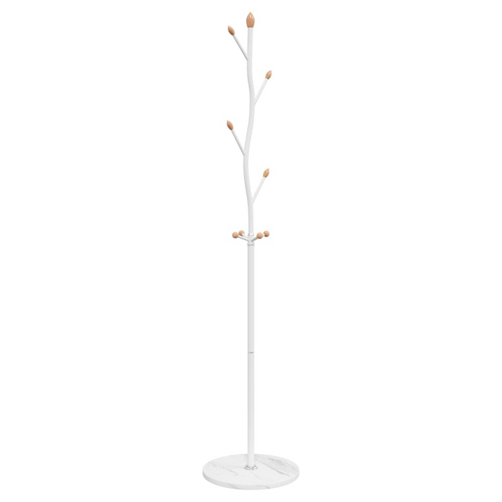 Metal Coat Stand with Marble Base in White - 177 cm, 8 Hooks - Powder-Coated Iron for Organized Storage - Premium  from Home Treasures - Just £51.99! Shop now at Home Treasures