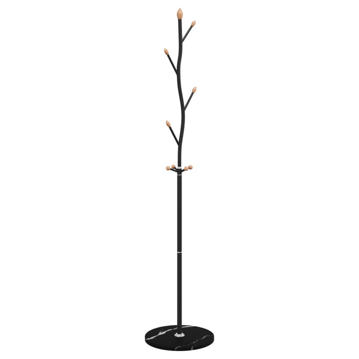 Elegant Black Powder-coated Iron Coat Stand with Sturdy Marble Base - 177 cm, 8 Hooks - Premium  from Home Treasures - Just £34.99! Shop now at Home Treasures