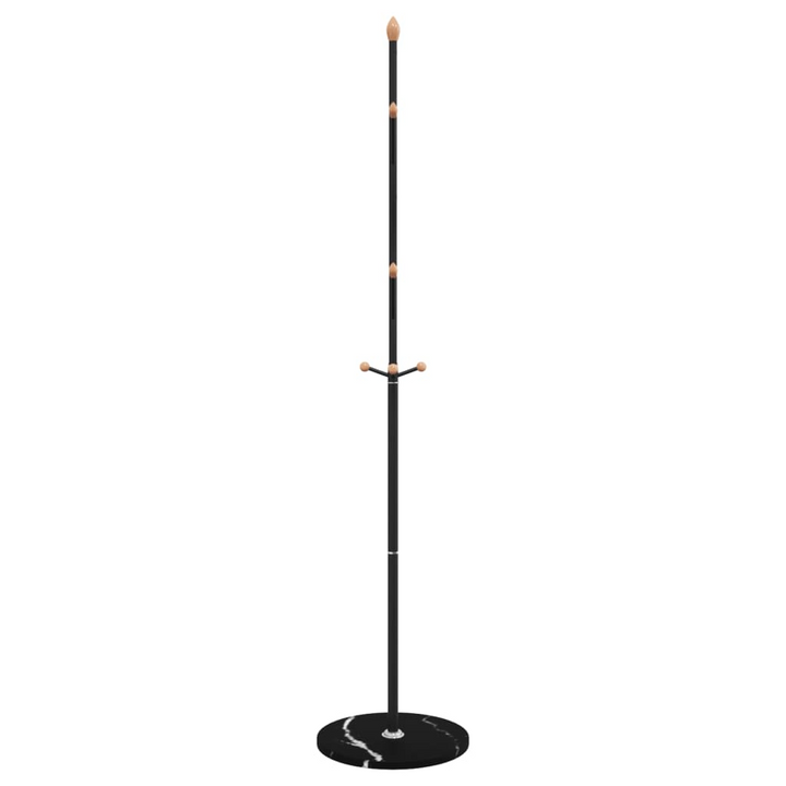 Elegant Black Powder-coated Iron Coat Stand with Sturdy Marble Base - 177 cm, 8 Hooks - Premium  from Home Treasures - Just £34.99! Shop now at Home Treasures