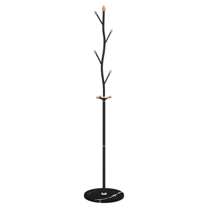 Elegant Black Powder-coated Iron Coat Stand with Sturdy Marble Base - 177 cm, 8 Hooks - Premium  from Home Treasures - Just £34.99! Shop now at Home Treasures