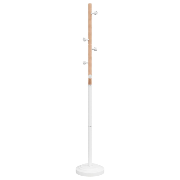 Elegant White Coat Stand - 177 cm, Powder-coated Iron & Beech Wood, Sturdy with 6 Hooks - Premium  from Home Treasures - Just £32.99! Shop now at Home Treasures