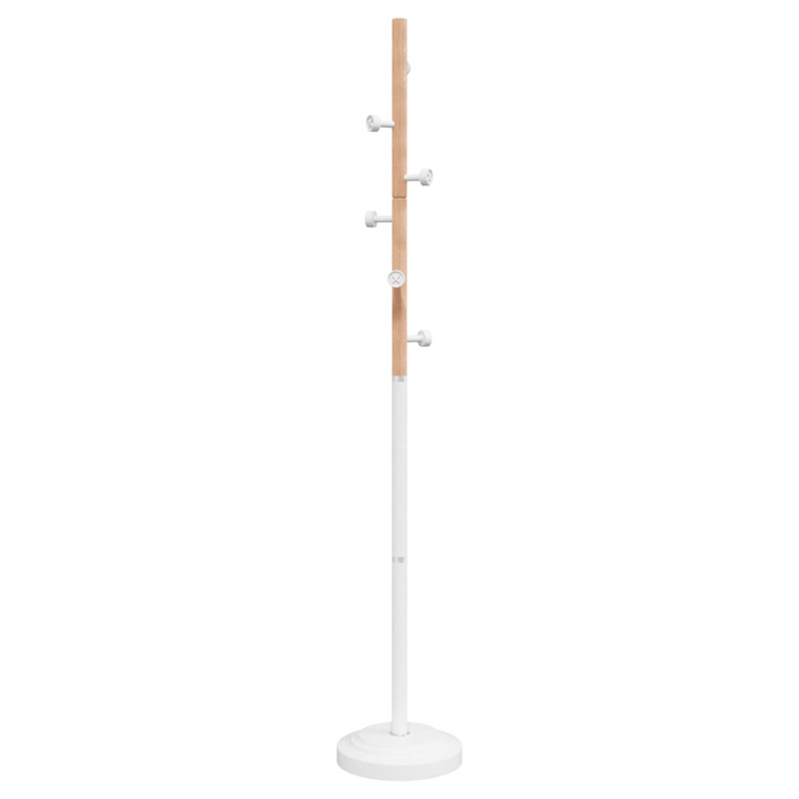 Elegant White Coat Stand - 177 cm, Powder-coated Iron & Beech Wood, Sturdy with 6 Hooks - Premium  from Home Treasures - Just £32.99! Shop now at Home Treasures