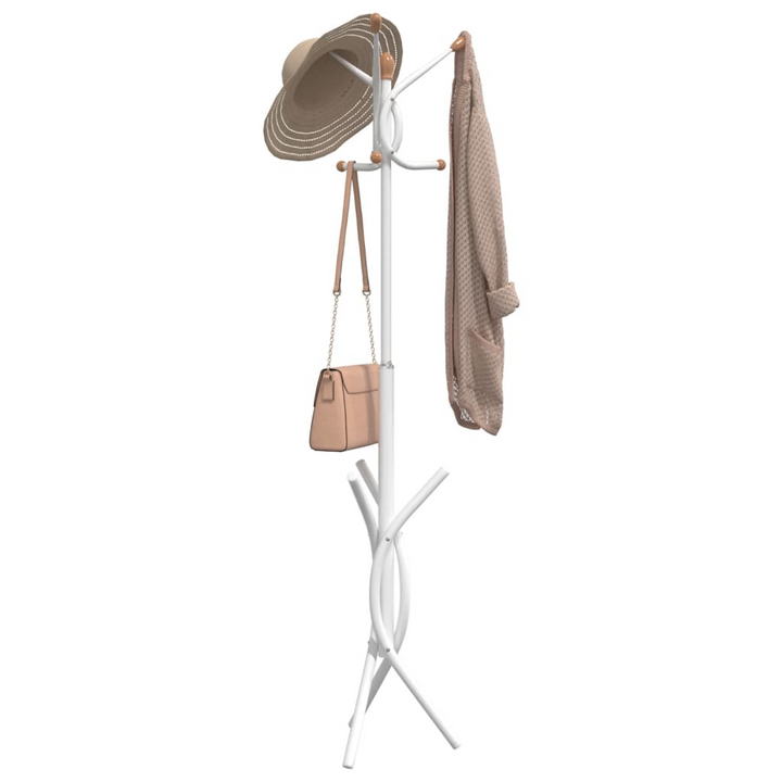 Coat Stand White 176 cm | Powder-coated Iron with 9 Hooks for Organized Storage - Premium  from Home Treasures - Just £27.99! Shop now at Home Treasures