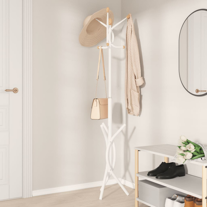 Coat Stand White 176 cm | Powder-coated Iron with 9 Hooks for Organized Storage - Premium  from Home Treasures - Just £27.99! Shop now at Home Treasures