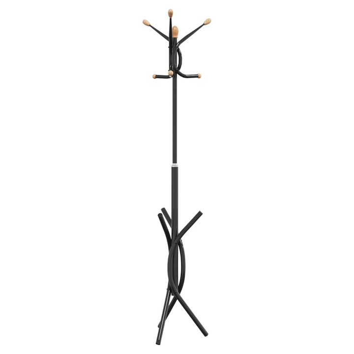 Modern Black Coat Stand - 176 cm Powder-Coated Iron with 9 Hooks & Stable Triangular Base - Premium  from Home Treasures - Just £22.99! Shop now at Home Treasures