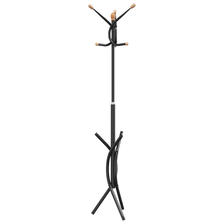 Modern Black Coat Stand - 176 cm Powder-Coated Iron with 9 Hooks & Stable Triangular Base - Premium  from Home Treasures - Just £22.99! Shop now at Home Treasures