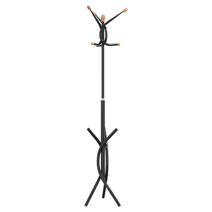 Modern Black Coat Stand - 176 cm Powder-Coated Iron with 9 Hooks & Stable Triangular Base - Premium  from Home Treasures - Just £22.99! Shop now at Home Treasures