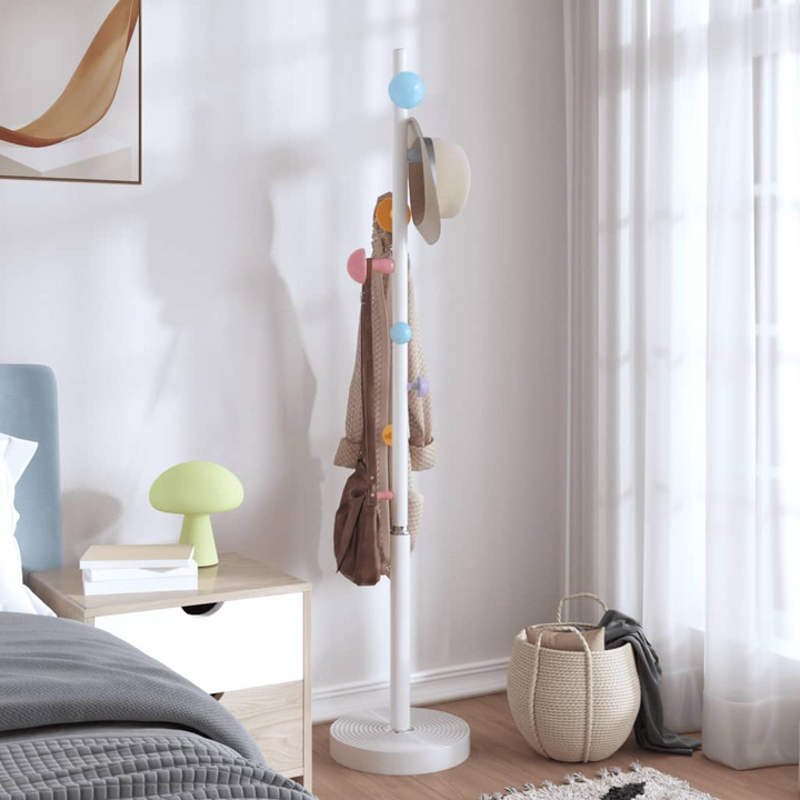 White Coat Stand - 172 cm | Sturdy Powder-Coated Iron | 8 Hooks | Elegant Home Organization - Premium  from Home Treasures - Just £42.99! Shop now at Home Treasures