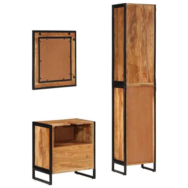 3 Piece Bathroom Furniture Set - Modern Elegance with Iron and Solid Acacia Wood - Premium  from Home Treasures - Just £659.99! Shop now at Home Treasures