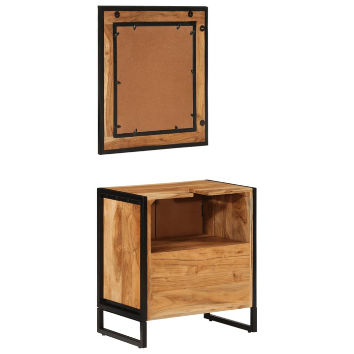 Industrial 2 Piece Bathroom Vanity Set – Durable Iron & Solid Acacia Wood with Sink Cabinet and Mirror, Ample Storage Space - Premium  from Home Treasures - Just £267.99! Shop now at Home Treasures